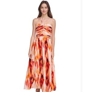 DKNY Halter Neck Multicolor Maxi Dress